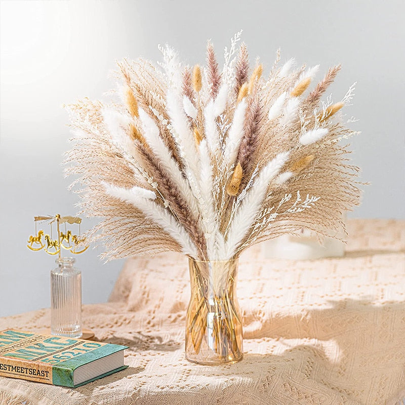 Dried Pampas Flowers - 70 to 120 Pieces Pampas Flowers