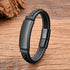 Men's Geometric Stainless Steel and Leather Bracelet - Stylish Jewelry Accessory Black Men's Bracelets