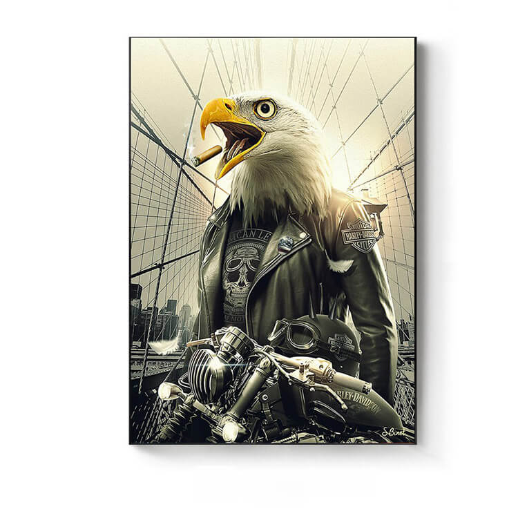 Cool Humanoid Animal Canvas Eagle Biker Canvas