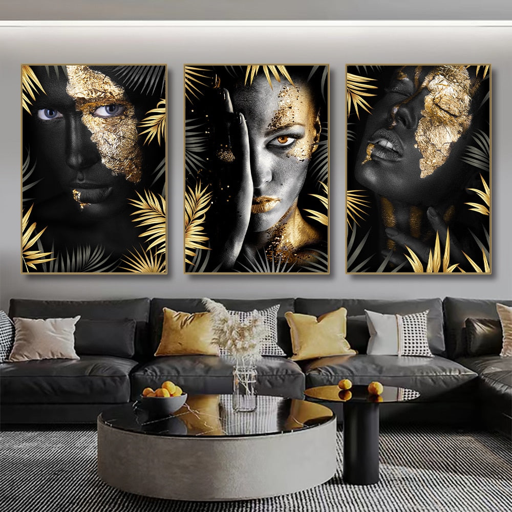 African Woman Art Canvas - Touch of Gold & Silver Canvas
