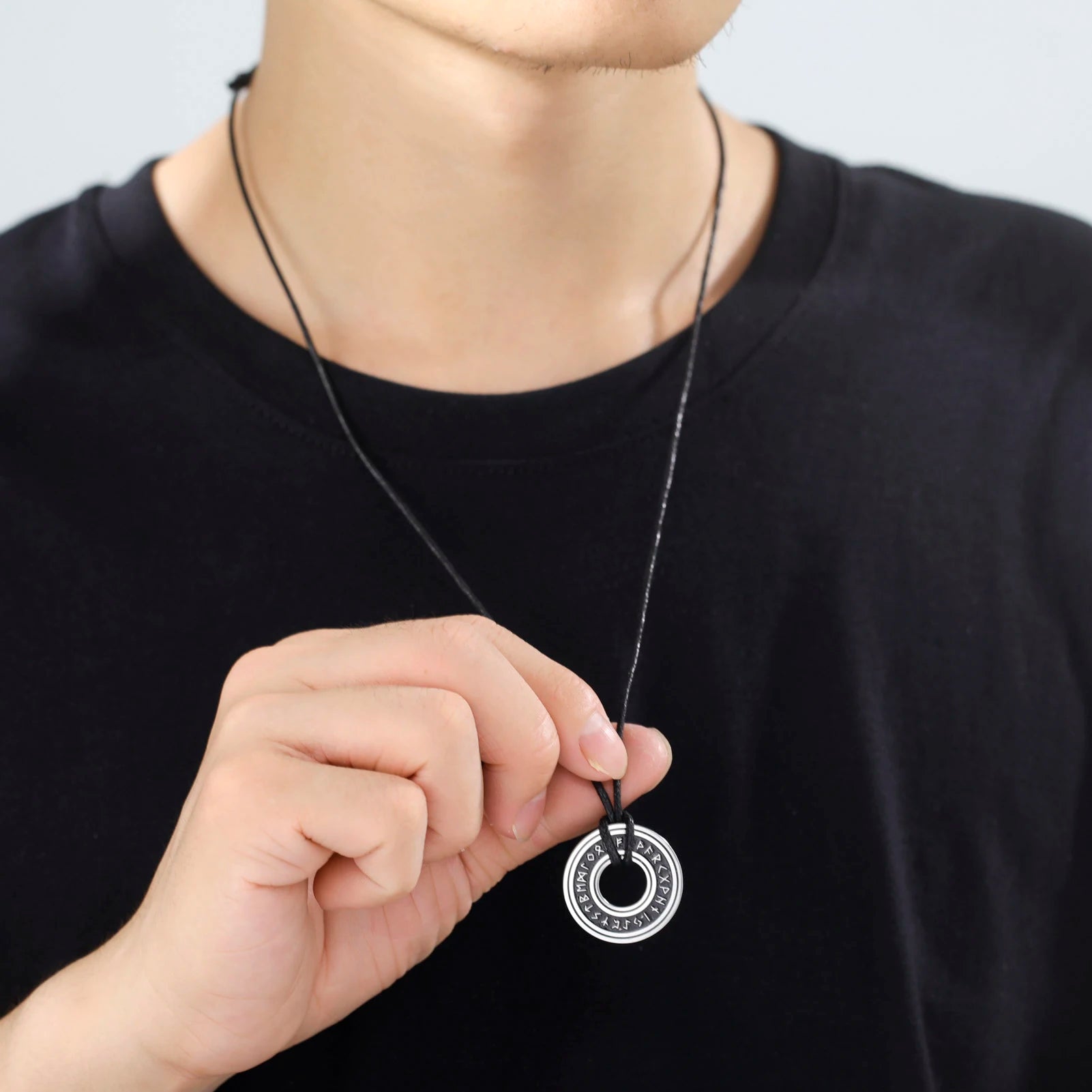 Norse Rune Necklace - Vintage Stainless Steel Pendant for Men Men's Necklace