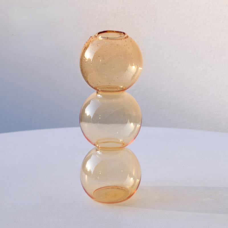 Crystal Glass Bubble Vase Champagne - Small Glass Vase