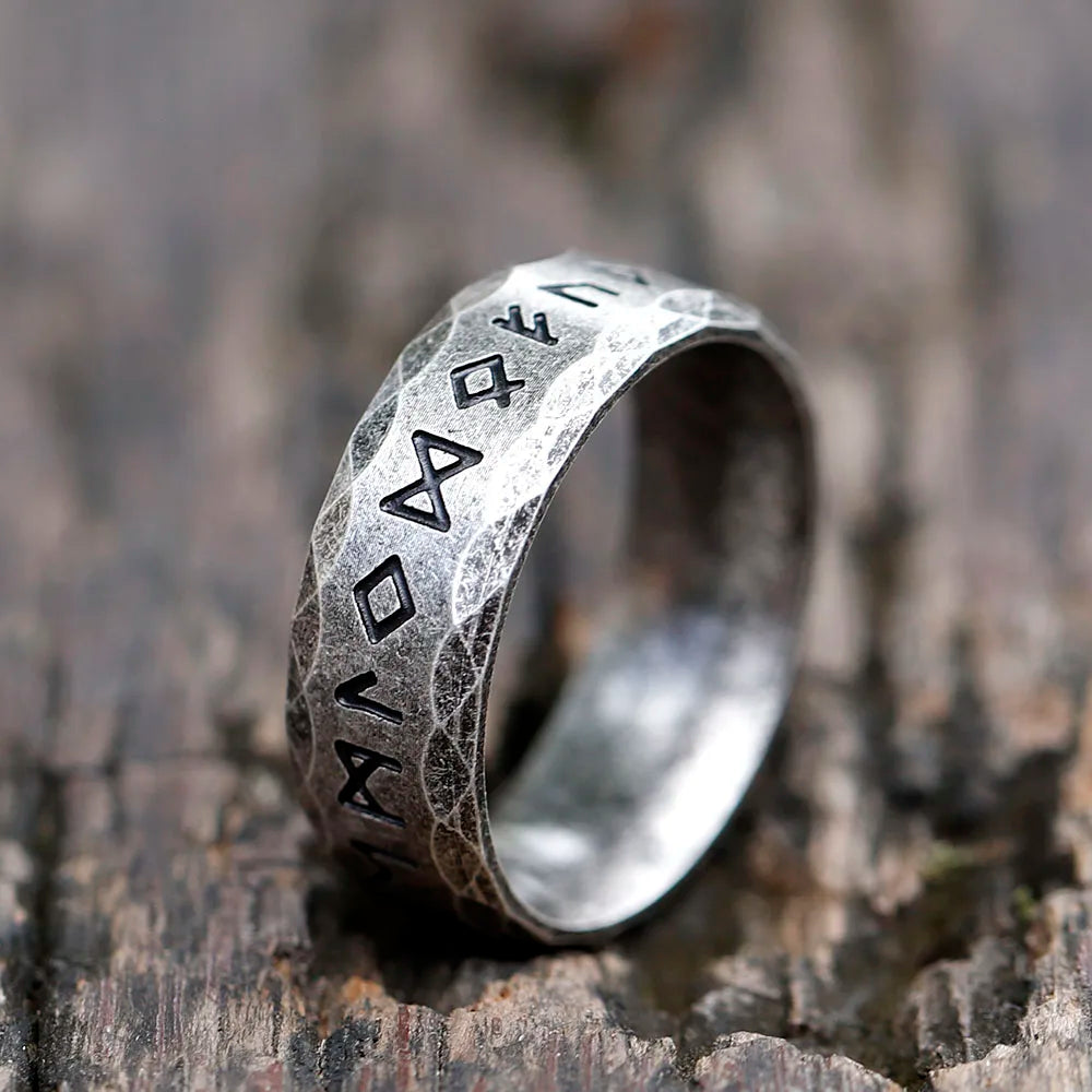 Viking Rune Stainless Steel Ring - Retro Odin Norse Jewelry for Men Retro Men's Rings