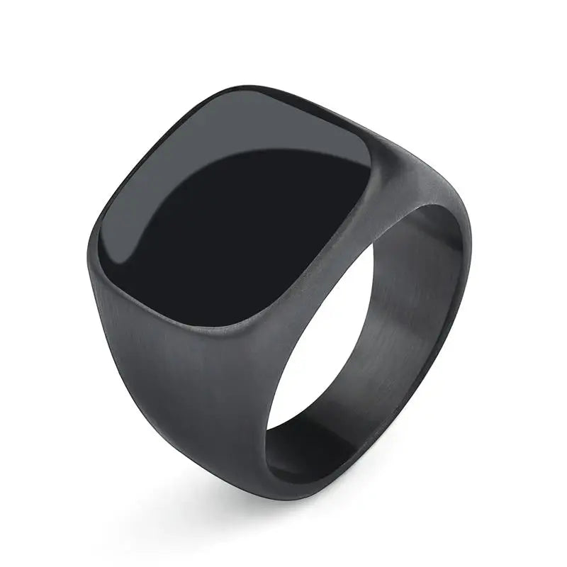 Geometric Metal Signet Ring for Men - Stylish Punk Fashion Jewelry E3 Men's Rings