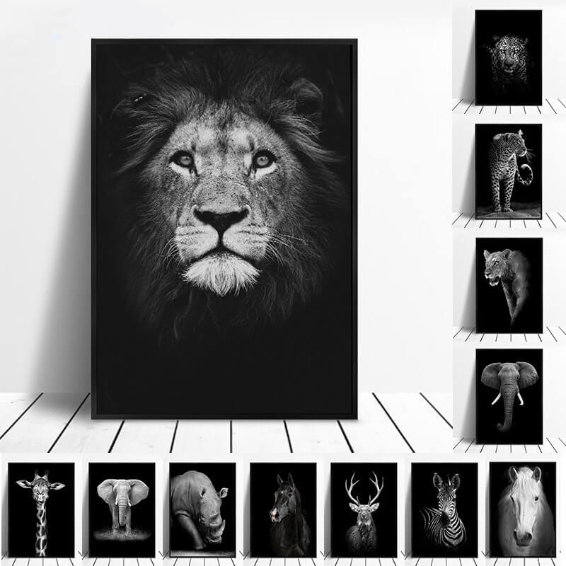 Wild Animal Canvas - Black & White Shades Canvas