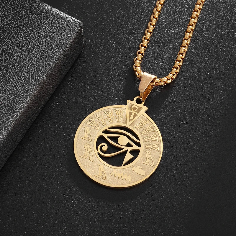 Eye of Horus Necklace - Ancient Egypt Protection Pendant Style 4-Gold Men's Necklace