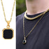 Square Pendant Necklace for Men - Casual Vintage Geometric Jewelry with Rope Cuban Figaro Box Chain Figaro 1652G Men's Necklace