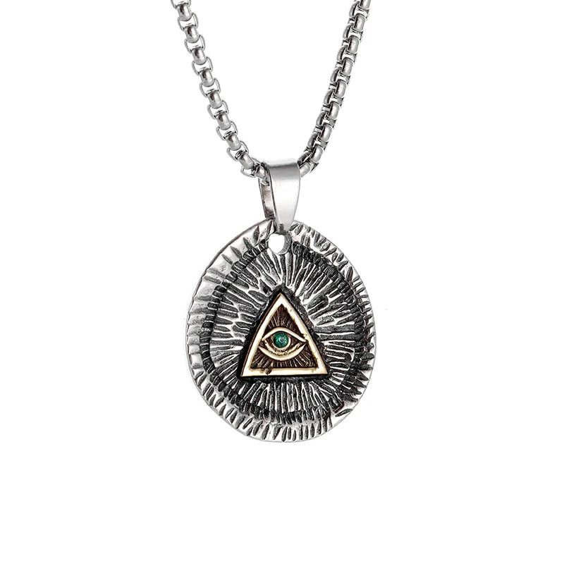 Eye of Horus Necklace - Ancient Egypt Protection Pendant Style 22-Silver Men's Necklace