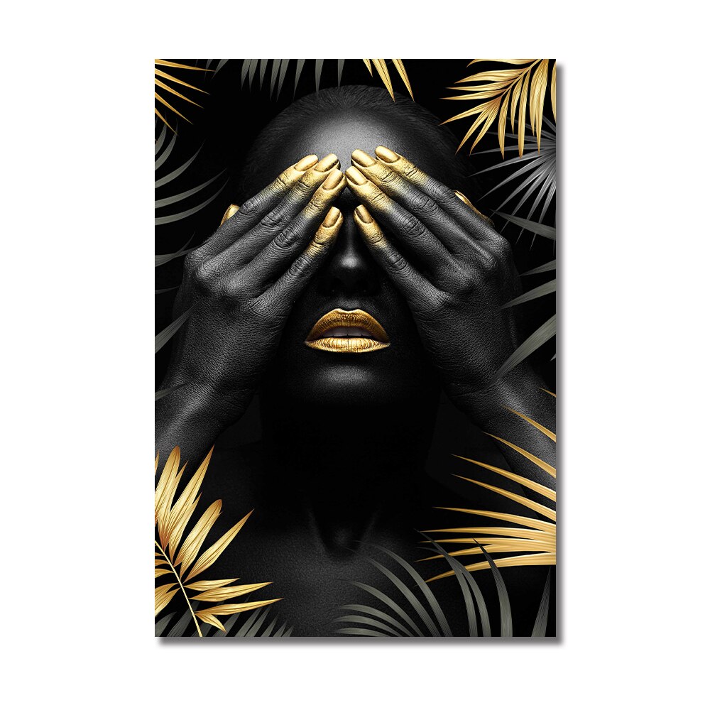 African Woman Art Canvas - Touch of Gold & Silver Gold Darkess Canvas