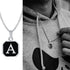Stainless Steel Initial Letters Necklace for Men - A-Z Geometric Pendant with Cuban Chain Cuban Men's Necklace