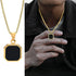 Square Pendant Necklace for Men - Casual Vintage Geometric Jewelry with Rope Cuban Figaro Box Chain Box 1652G Men's Necklace