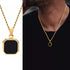 Square Pendant Necklace for Men - Casual Vintage Geometric Jewelry with Rope Cuban Figaro Box Chain Rope 1652G Men's Necklace