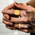 Sleek Gold Stainless Steel Men's Rings Set - Glossy Stackable Finger Bands Men's Rings