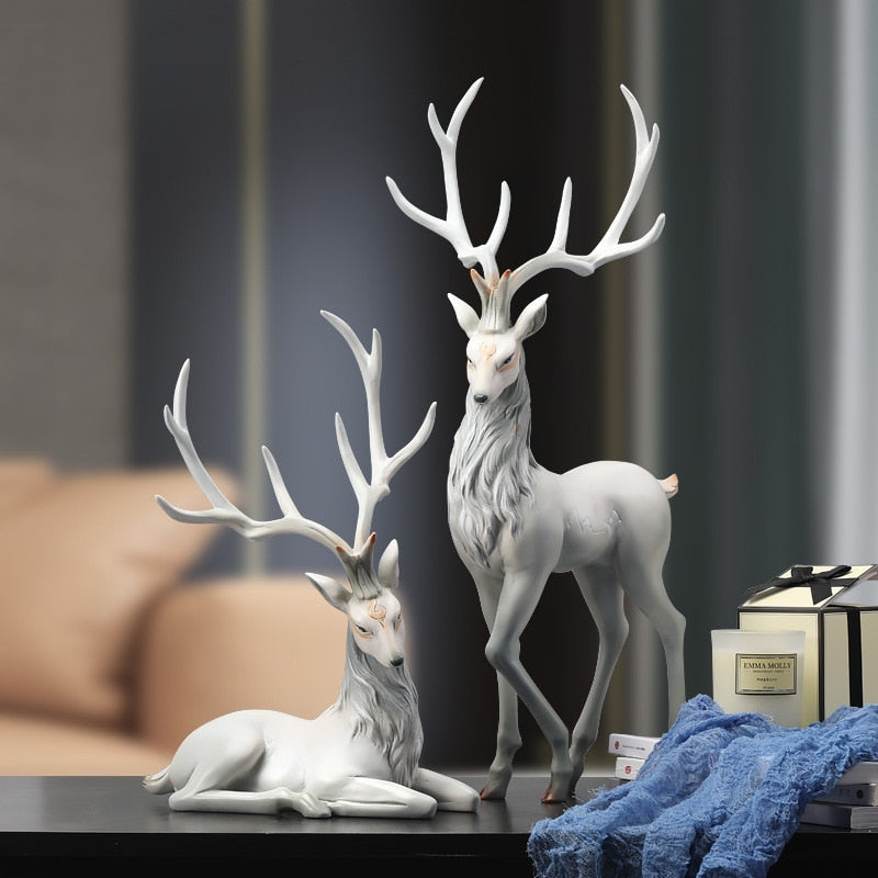 Magical Deer Figurine Sculpture Decorative Objects