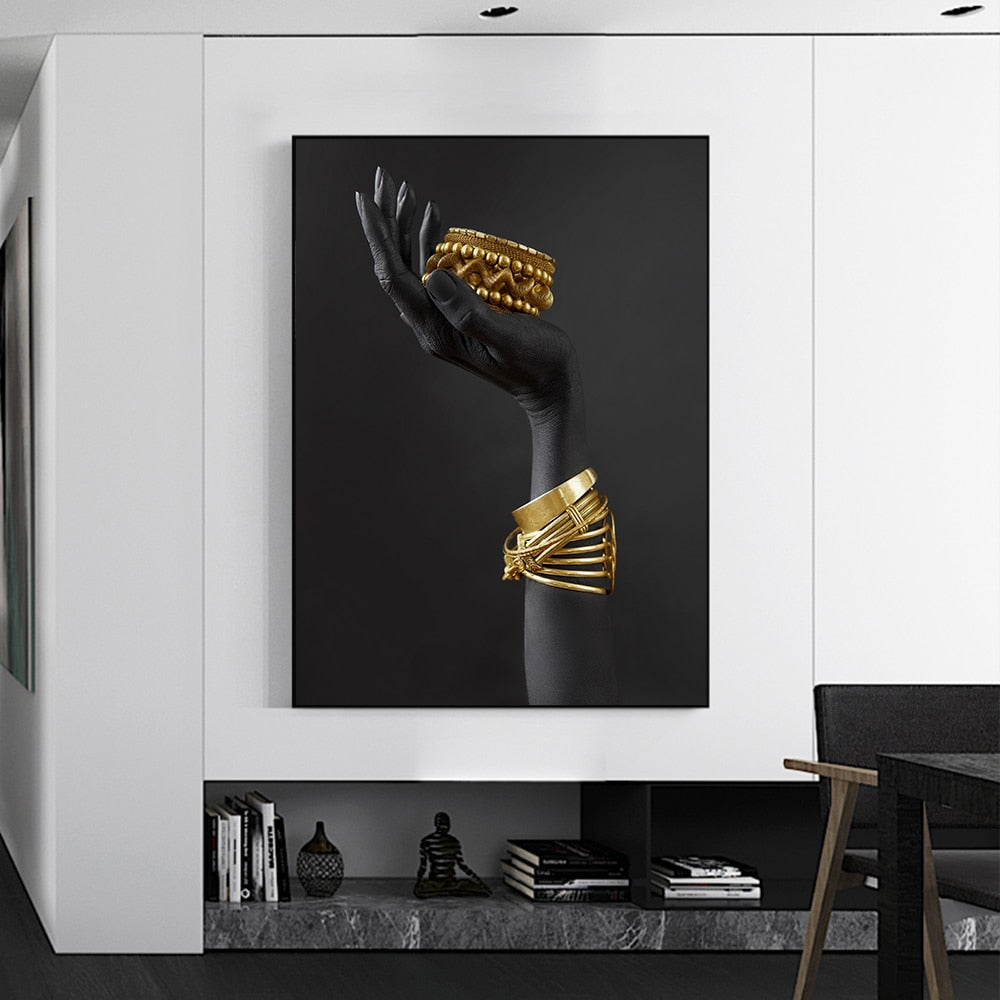 African Art With Gold Jewelry Canvas Prints Canvas