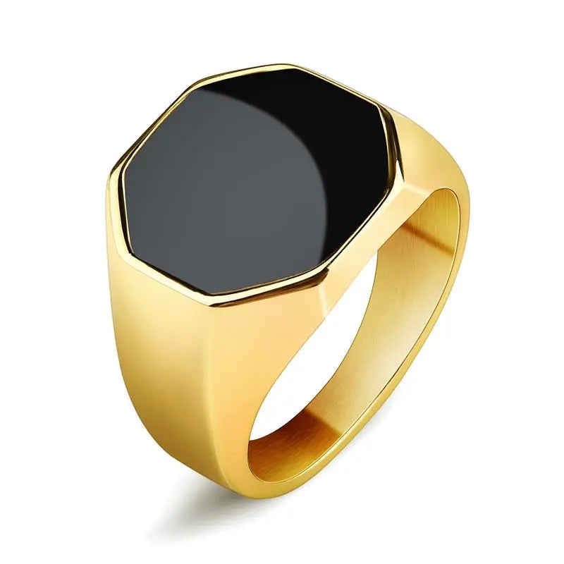 Geometric Metal Signet Ring for Men - Stylish Punk Fashion Jewelry C1 Men's Rings
