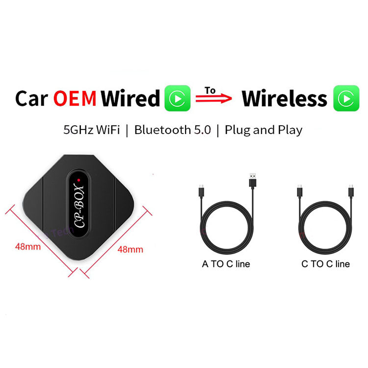 Wireless CarPlay Auto Adapter For Android/iOS - Wired To Wireless 5Ghz WiFi Auto Dongle Black iOS CarPlay Adapter Car Auto Adapter For Android/iOS