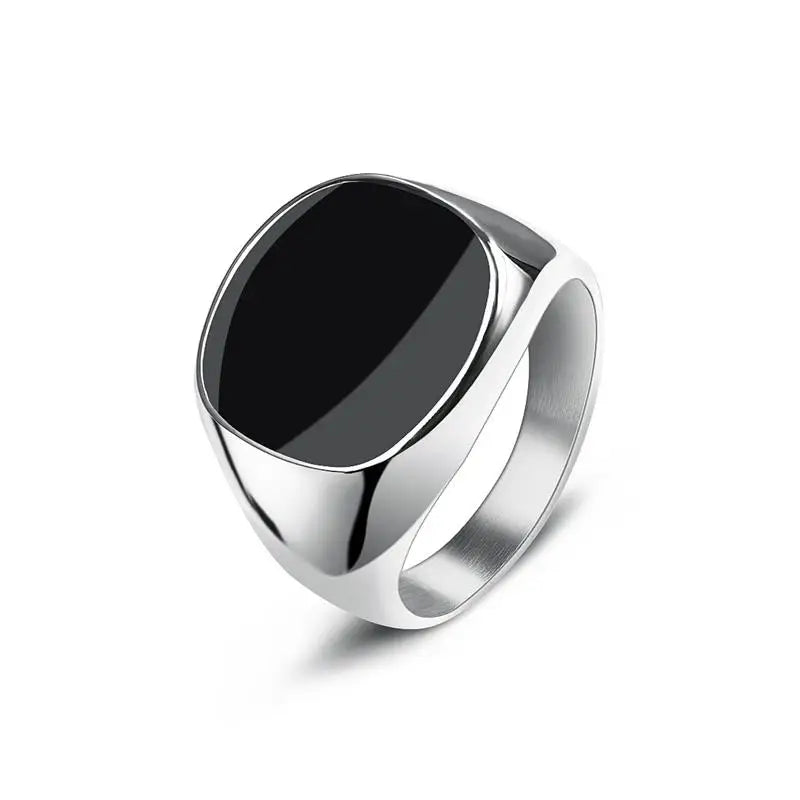 Geometric Metal Signet Ring for Men - Stylish Punk Fashion Jewelry B1 Men's Rings