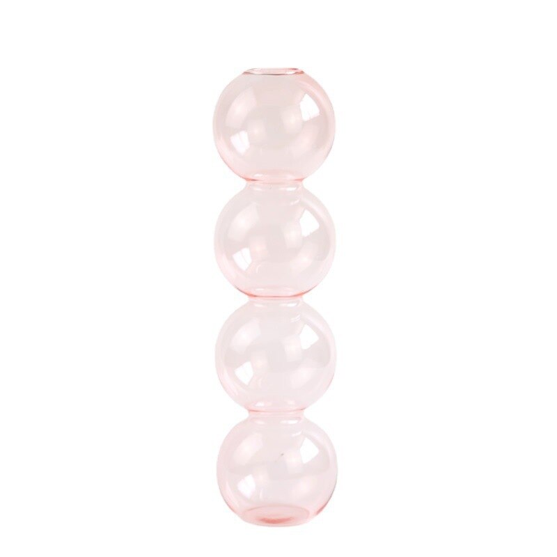Crystal Glass Bubble Vase Pink - Large Glass Vase