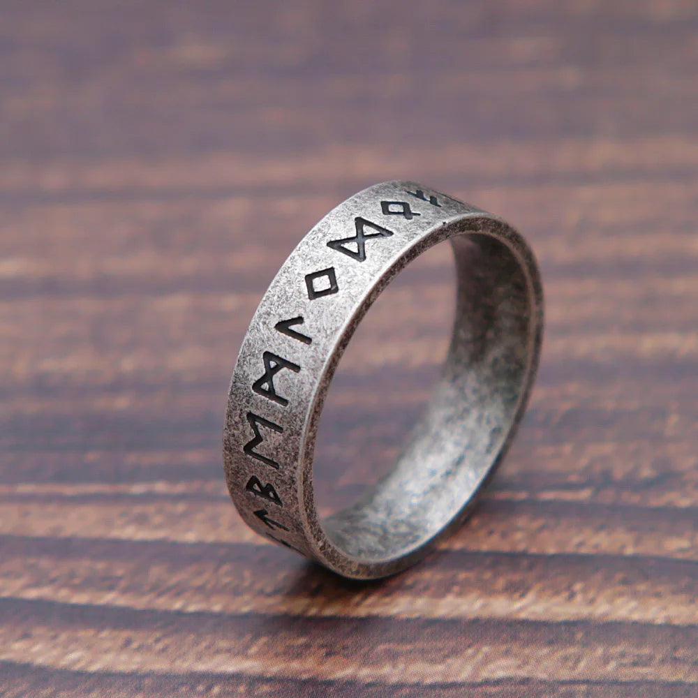 Norse Rune Ring - 316L Stainless Steel Viking Odin Letter Amulet Jewelry Style II Men's Rings