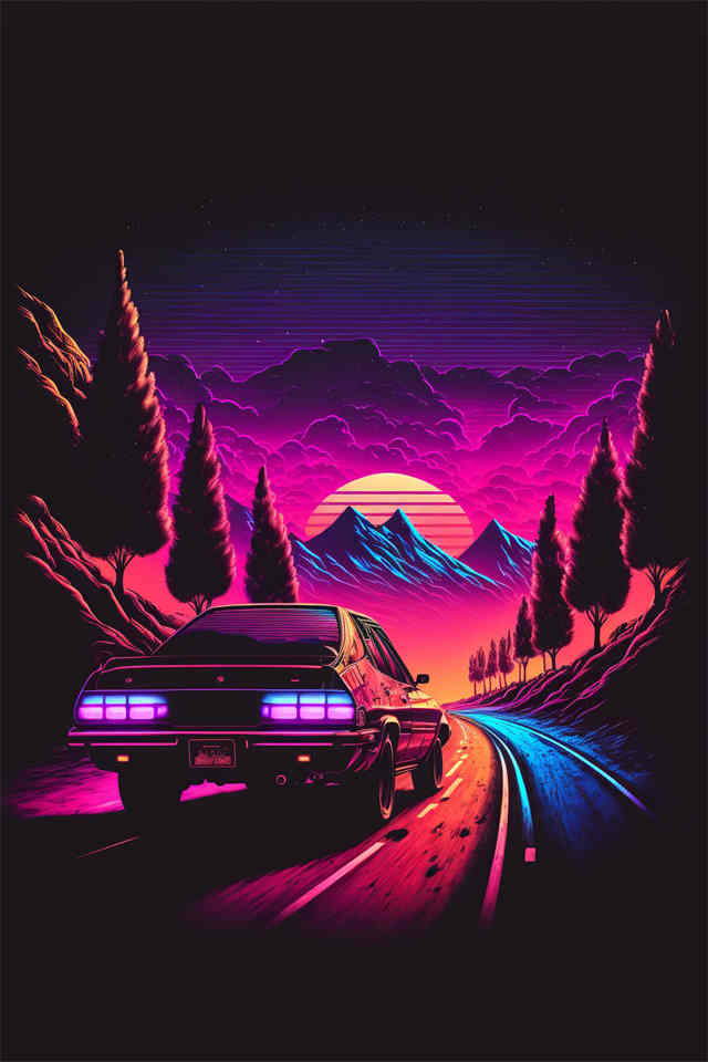 80s and 90s Retro Gaming Canvas Neon Sunset Canvas