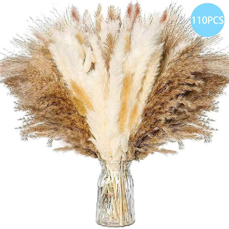 Dried Pampas Flowers - 70 to 120 Pieces 110 Pieces Pampas Flowers