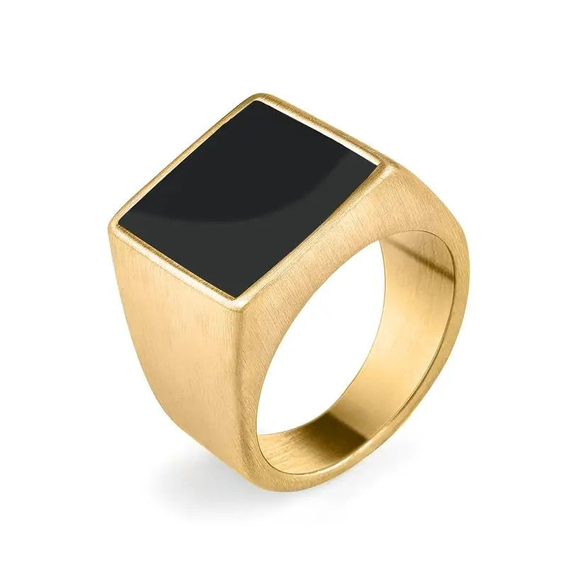 Geometric Metal Signet Ring for Men - Stylish Punk Fashion Jewelry F2 Men's Rings
