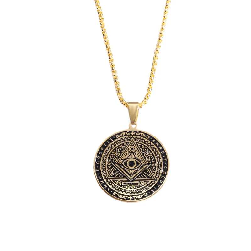 Eye of Horus Necklace - Ancient Egypt Protection Pendant Style 14-Gold Men's Necklace