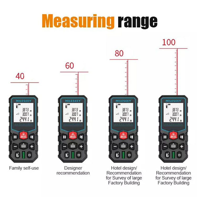 Mileseey Professional Laser Tape Distance Measure 40-120m Laser Tape Measure