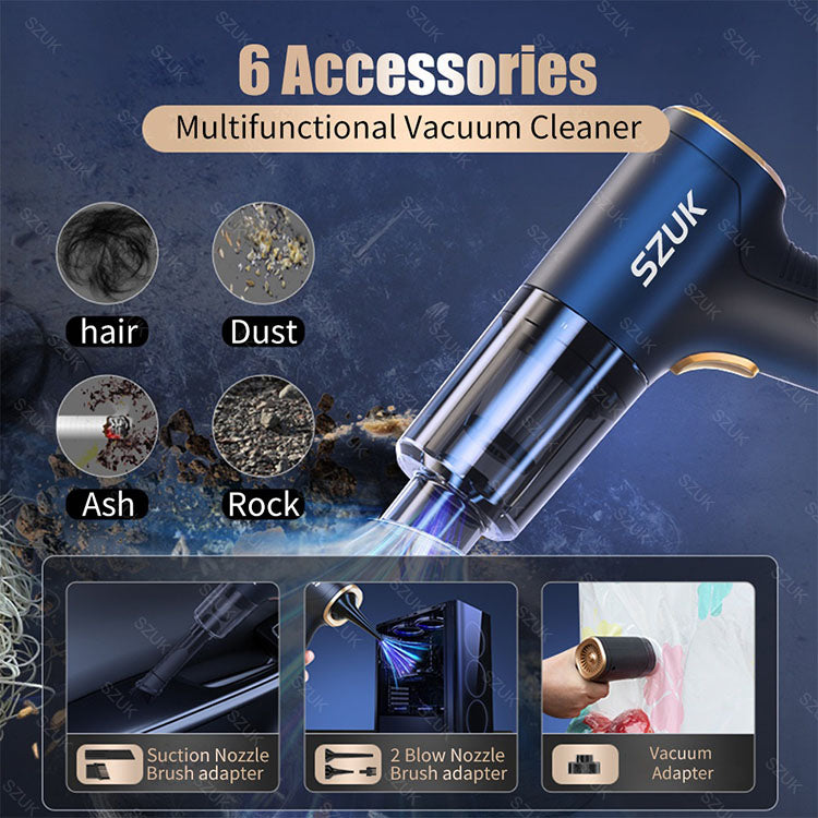Dual Mode Wireless Car Vacuum Cleaner and Air Blower with 98000PA Suction Portable Vacuum Cleaner