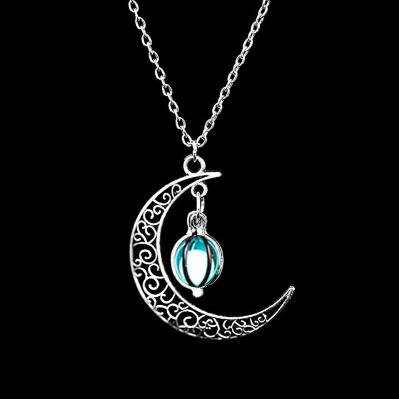 Moon Pendant Necklace Green Women's Necklace