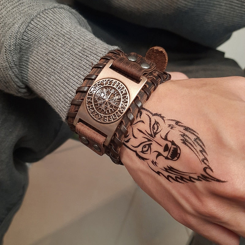 Viking Leather Wrap Bracelet for Men Men's Bracelet