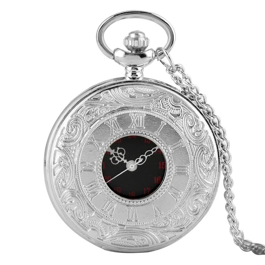 Vintage Pocket Watch Pendant - Unisex Silver with Necklace Chain A Pocket Watch & Chain Pocket Watch