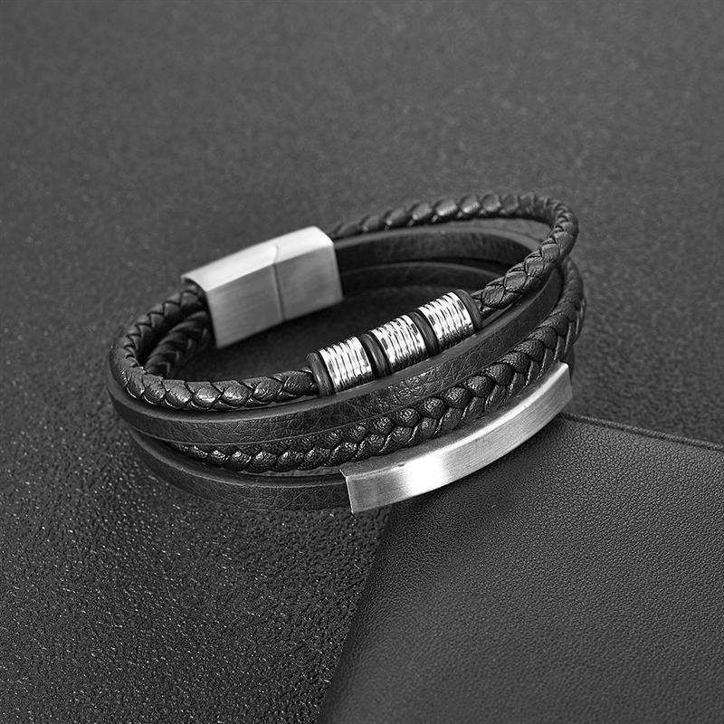 Men's Leather Bracelet with Magnetic Clasp Men's Bracelet