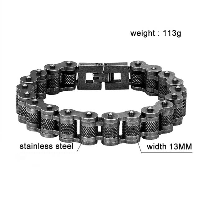 Dark Motorcycle Chain Bracelet 13mm Men's Bracelet