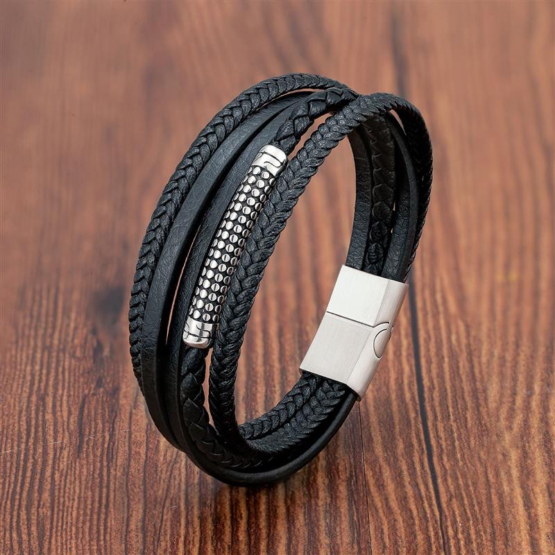 Multilayer Braided Viking Bracelet for Men Silver 3 Men's Bracelet