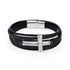 Men's Leather Bracelet with Magnetic Clasp Black - Style 10 Men's Bracelet