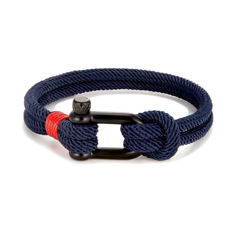 Stainless U Shape Survival Bracelet for Men Dark Blue Black Men's Bracelet