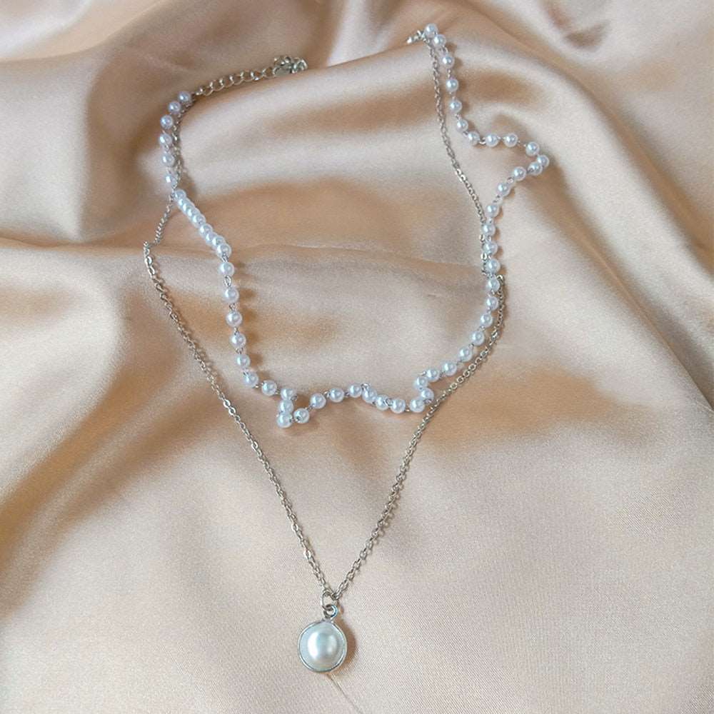 New Beads Neck Chain Pearl Choker Necklace For Women Silver 1 Women's Necklace