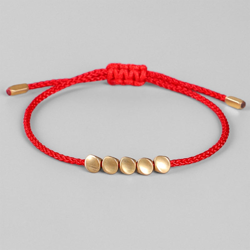 Tibetan and Buddhist Braided Handmade Copper Beads Bracelet Red Single B Tibetan Buddhist Bracelet