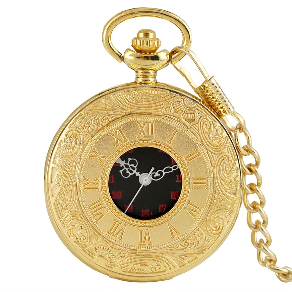 Vintage Pocket Watch Pendant - Unisex Gold with Pocket Chain Pocket Watch & Chain Pocket Watch