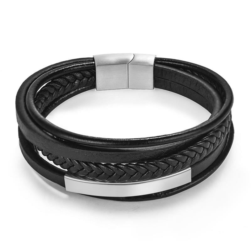 Multilayer Braided Viking Bracelet for Men Silver 4 Men's Bracelet