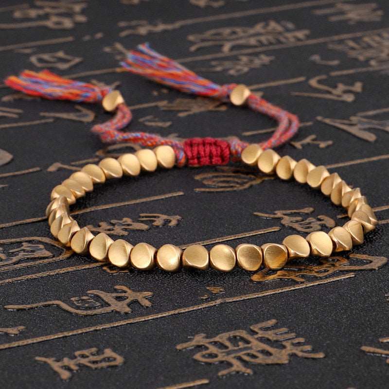Handmade Tibetan Buddhist Bracelet with Copper Beads for Women and Men Tibetan Buddhist Bracelet