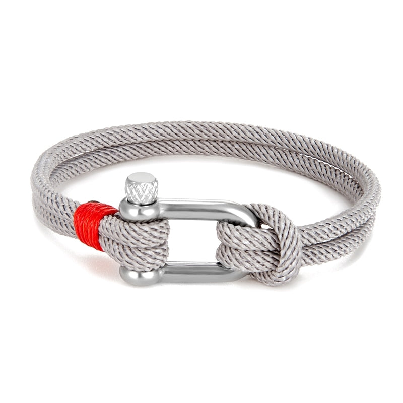 Stainless U Shape Survival Bracelet for Men Gray Silver Men's Bracelet