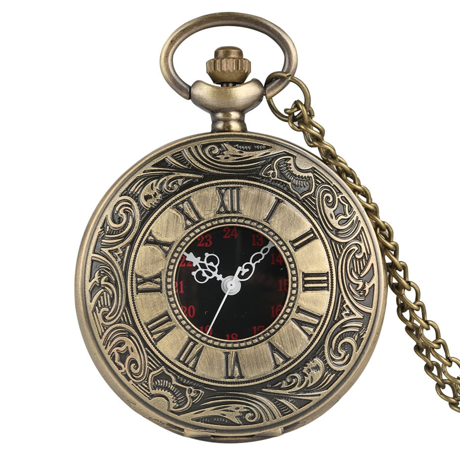 Vintage Pocket Watch Pendant - Unisex Bronze with Necklace Chain B Pocket Watch & Chain Pocket Watch