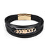 Men's Leather Bracelet with Magnetic Clasp Black & Gold - Style 1 Men's Bracelet
