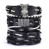 Multilayer Leather Braid Bracelets for Men with Star, Leaf and Owl Bangles Owl 20cm Adjustable Men's Bracelet