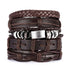 Multilayer Leather Braid Bracelets for Men with Star, Leaf and Owl Bangles Knot 20cm Adjustable Men's Bracelet