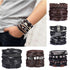 Multilayer Leather Braid Bracelets for Men with Star, Leaf and Owl Bangles Men's Bracelet