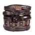 Multilayer Leather Braid Bracelets for Men with Star, Leaf and Owl Bangles Style 2 20cm Adjustable Men's Bracelet